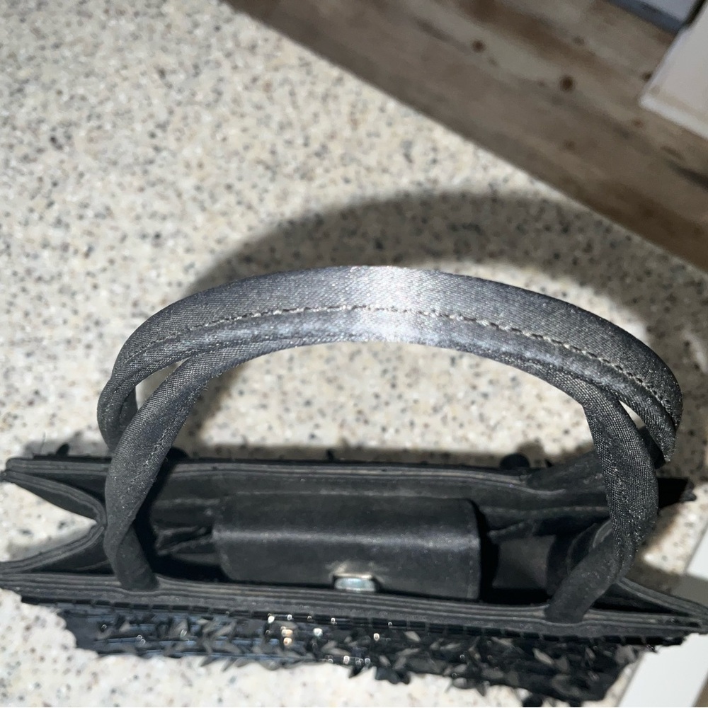 Ann Taylor Black Sequin evening handBag with Glossy Finish - Picture 4 of 6